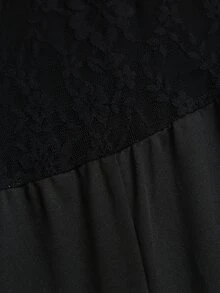 Sweetra Women's Elegant Versatile Fashion Commute & Top Bandeau Contrast Lace Black Jumpsuit - Black - View 5
