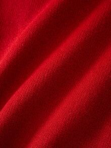 SHEIN Clasi Cardigan Rajut Wanita Ukuran Besar Lengan Panjang Berpayet dengan Pita dan Bagian Depan Terbuka, Warna Merah Musim Gugur, Motif Langit Berpayet - Merah - View 6