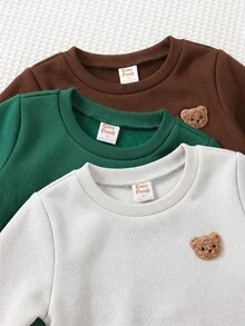 Cozy Pixies 小男孩 6 件套：裝飾貼布圓領長袖套頭運動衫與鬆緊腰長褲 - 彩色 - 查看 6