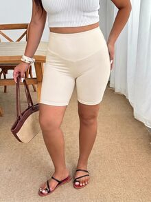 Enliva Plus Size Women's Summer Ultra-Thin High Waist Shaping Tight Fit Bermuda Shorts - White - View 8