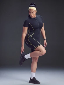 Powerista Women's Plus Size Fitted Athletic Romper - Black - View 3