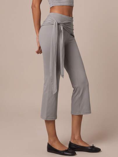 SHEIN BAE Women's Casual Versatile Tie-Up Sports Capris