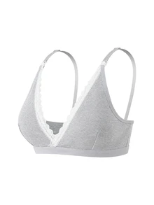 Moonlight&Mama Maternity Simple Lace Trim Bra - Grey - View 1