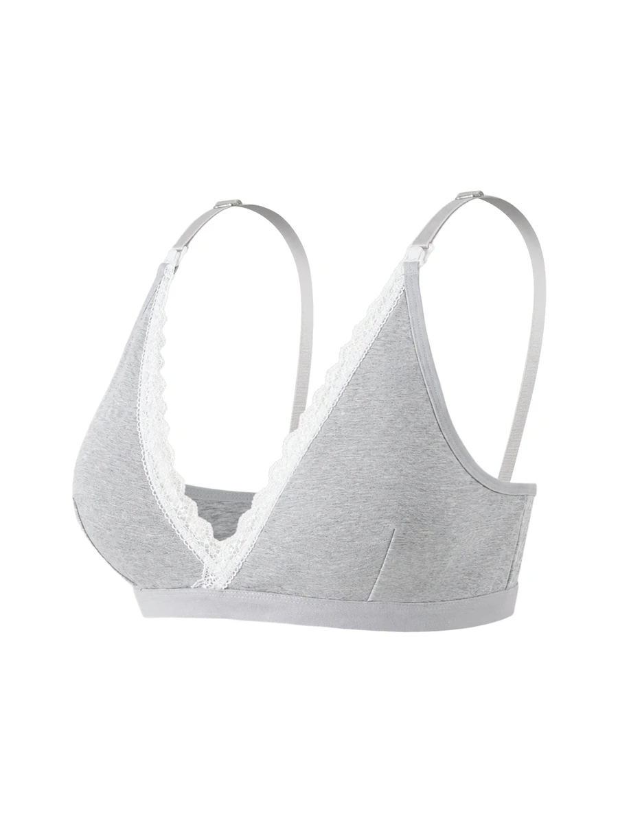 Moonlight&Mama Maternity Simple Lace Trim Bra - Grey - View 1