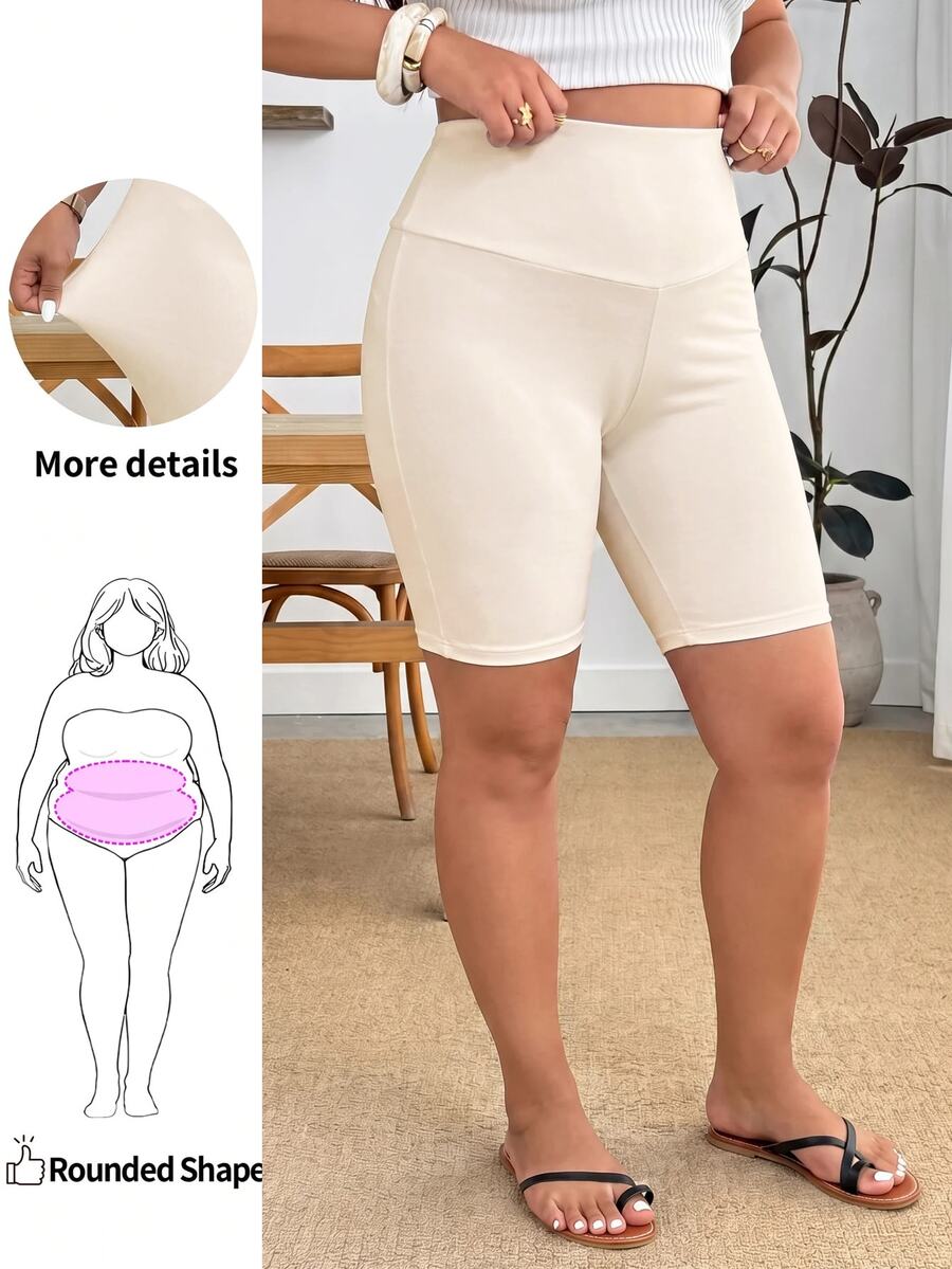 Enliva Plus Size Women's Summer Ultra-Thin High Waist Shaping Tight Fit Bermuda Shorts - White - View 1