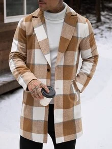 Manfinity CasualCool Men's Plaid Button-Up Long-Sleeve Coat, Autumn And Winter Style. - Multicolor - View 4