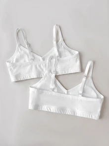 SHEIN Tween Girl Casual Daily Versatile Comfortable Solid Color Bra Blind Box 6pcs Randomly Send 2pcs - White - View 6