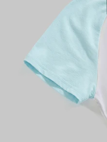 Paul Frank X ROMWE 亞文化女孩休閒聯名「I Love」印花落肩袖修身女款T恤 - 薄荷綠 - 查看 3