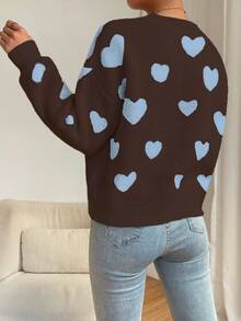 EMERY ROSE Autumn/Winter Casual Heart Print Sweater - Multicolor - View 2