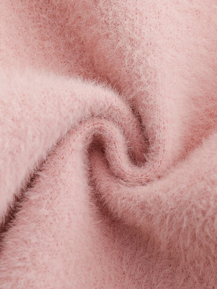 SHEIN New Fashion Versatile Minimalist Soft Pink Baby Girl Pullover Knit Sweater Autumn Winter - Pink - View 3