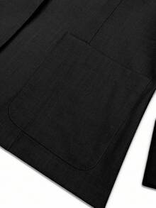 GlowEve CURVE Plus Size Women's Summer Smart Casual Long Sleeve Blazer, Lapel Design, Black Button Style, Office Formal, Business Meetings, Solid Color - Black - View 4