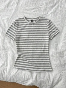 Tseoso 女款 3 件組 95% 棉圓領短袖修身 T-shirt – 黑色、白色與灰色條紋 - 彩色 - 查看 5