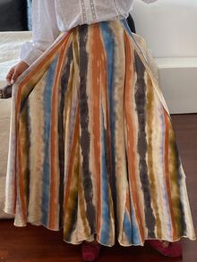 Dazy Plus Colorful A-Line Sexy Style Vacation Casual Long Skirt Fall - Multicolor - View 5