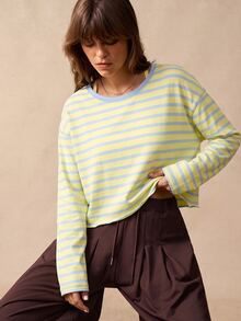 VARSIVA Women's Striped Back Cutout Drop Shoulder Long Sleeve Sports T-Shirt - Multicolor - View 3