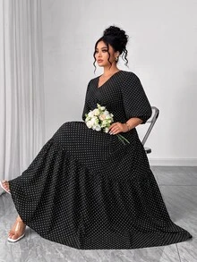 Elenzga Plus Size Women's New Elegant 1920 Vintage Casual Vacation Daily Cool Fabric Fresh Print Short Sleeve Autumn Dress Tea Party Brunch Black And White - Black - View 7