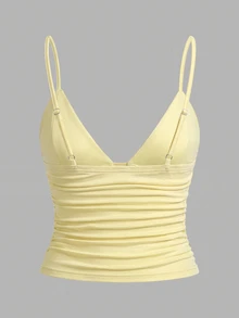 SHEIN EZwear 3件組女款休閒抓皺修身細肩帶背心，內建胸墊，適合夏季 - 彩色 - 查看 5