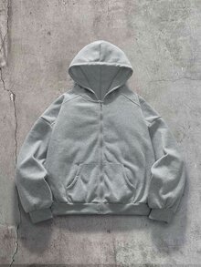 AXEPEAK 男士拼色連帽衛衣與運動長褲套裝 - 淺灰色 - 查看 3