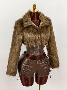 Amplova Women's Solid Color Tie-Up Design Casual Versatile Daily Wear Shorts - Brown - View 11