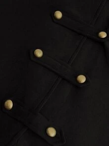 Rustia Plus Size Women's Napoleon Jacket Black Casual Early Autumn Fall - Black - View 8