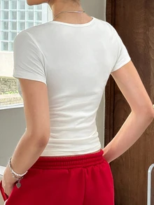 Rovax 新款棉質上衣，熱銷百搭修身女款襯衫，適合日常穿著 - 白色 - 查看 2