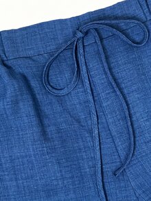 SHEIN Essnce Plus Size Casual Elegant Baggy Solid Color Pants Women Summer Formal Vacation Black Sky Blue - Multicolor - View 8