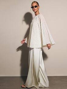 COSMINA Women's Elegant Polka Dot Print Cape Blouse - Multicolor - View 5