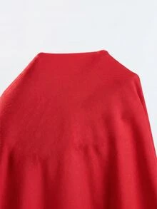 SHEIN BASICS 女款休閒百搭純色修身長袖T恤上衣 白色 - 紅色 - 查看 7