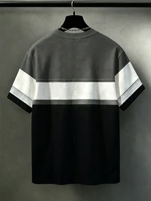 Manfinity Homme Kaos Lengan Pendek Leher Bulat Kasual Nyaman Ukuran Besar untuk Pria dengan Motif Mahkota Huruf - MultiWarna - View 2
