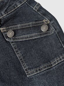 ROMWE Grunge Punk Napoleon Design Vintage Washed Low Waist Skinny Flare Jeans - Blue - View 3