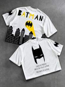 BATMAN X SHEIN Manfinity EMRG 男士街頭風休閒寬鬆版型T恤 - 彩色 - 查看 1