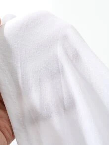 DAZY 女款素色休閒百搭日常長袖襯衫 - 白色 - 查看 6