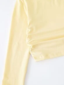 SHEIN Sparklyn 青少年女孩休閒百搭日常穿著圓領短袖長袖上衣 + 喇叭褲緊身針織秋冬三件套 - 彩色 - 查看 6