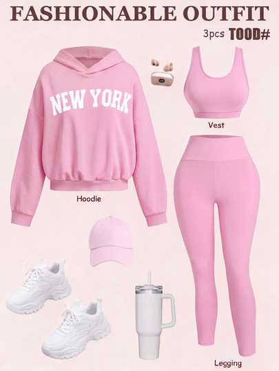 Velisys Velisys Kadın Bol Kesim Düz Renk Yoga Temel Sweatshirt Slim Fit Spor 3 Parça Set