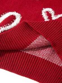 SHEIN Tween Girls' Autumn New Clothing, Round Neck Loose Cute 3D Heart Pattern Sweater - Red - View 7