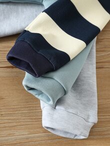 SHEIN 男嬰卡通熊貼布連帽長袖連身衣 3件套 - 彩色 - 查看 7