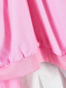 Amplova Sweatshirt Kasual Wanita Berpayet dengan Tali Serut dan Tudung untuk Sehari-hari - Berwarna merah muda - View 10