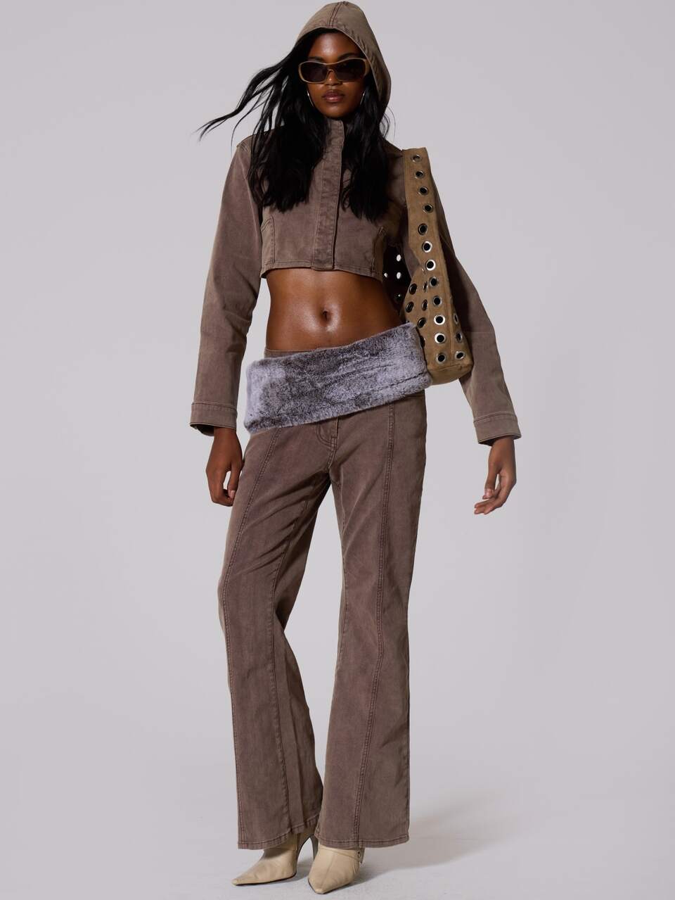 Khaki Washed Cargo Utility Crop Jacket