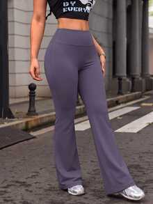 SHEIN Core Rhythm Plus Size Women's Letter Print Wide Leg Pants For Yoga, Fitness Alternative Kawaii, Running, Daily Wear, Yoga Studio, Gym Gym Dark Purple Autumn - Dusty Purple - View 4