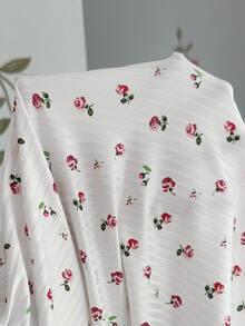 CottageSlumber Sweet Fresh Floral Heart Print Plus Size Nightgown, Girly Bow & Frill Trim Design Loungewear - Apricot - View 9