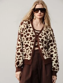 SHEIN Autumn/Winter Fashion Faux Mink Knit Sweater 2 Pieces Set - Multicolor - View 6