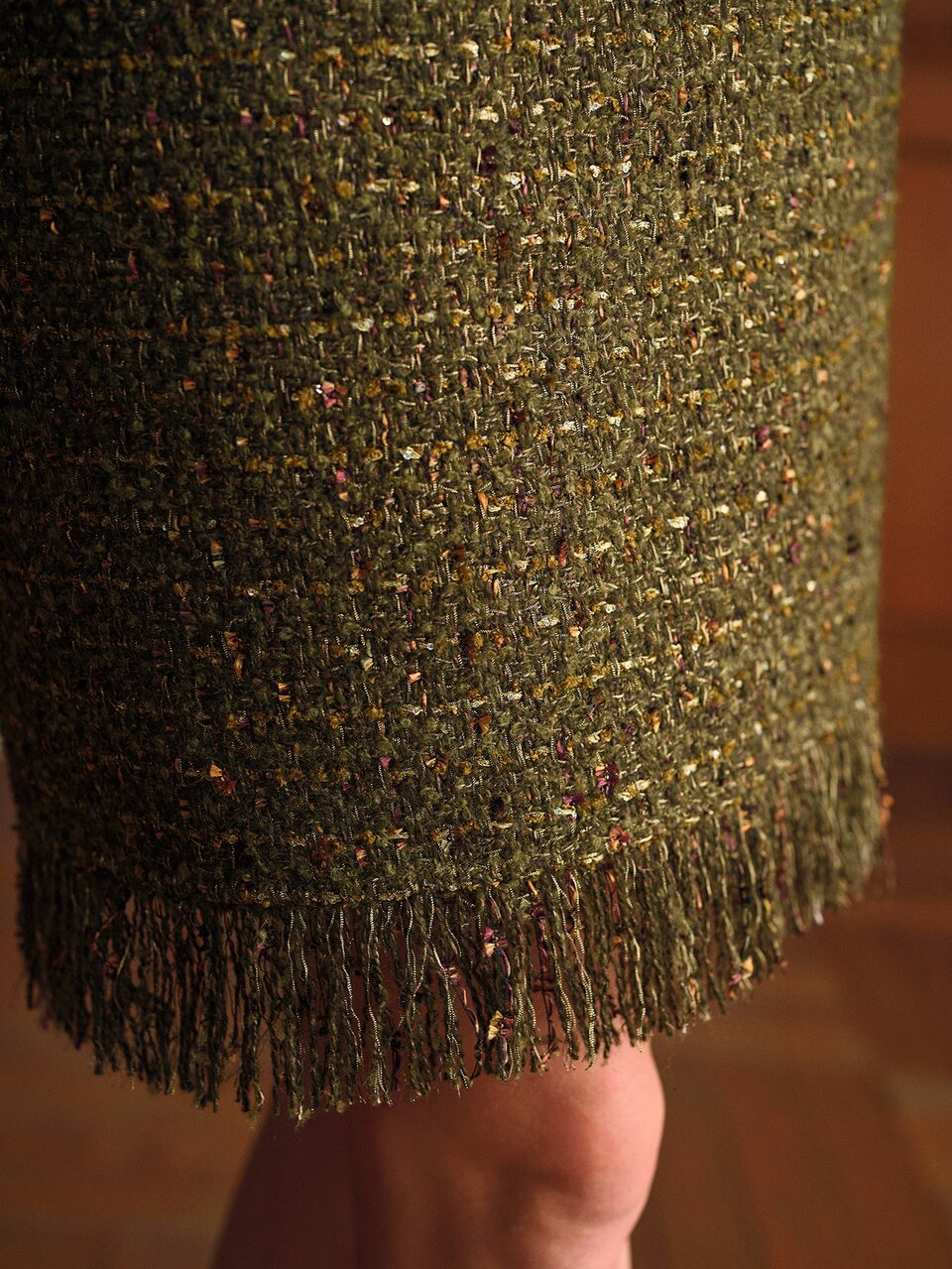 MOTF TWEED FRINGE HEM SKIRT