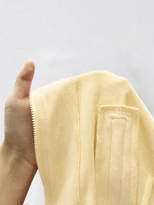 SHEIN Unity 女款純色前拉鍊長袖極簡休閒夾克，春秋款 - 米色 - 查看 6