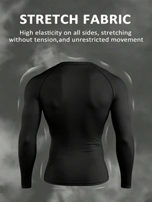 Gym Rark Men's Barbell Print Raglan Long Sleeve Slim Fit Sports T-Shirt - Black - View 2