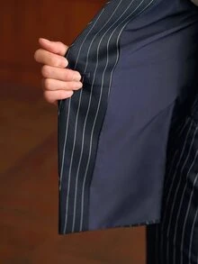 MOTF PREMIUM BLAZER GARIS-GARIS RAPI DENGAN SATU KANCING - Navy Blue - View 8
