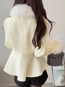 FRIFUL Women's Elegant Double-Breasted Overcoat, Autumn/Winter - White - View 6