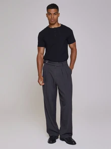 Musero WRAP FRONT BARREL LEG TAILORED TROUSER - Brown - View 1