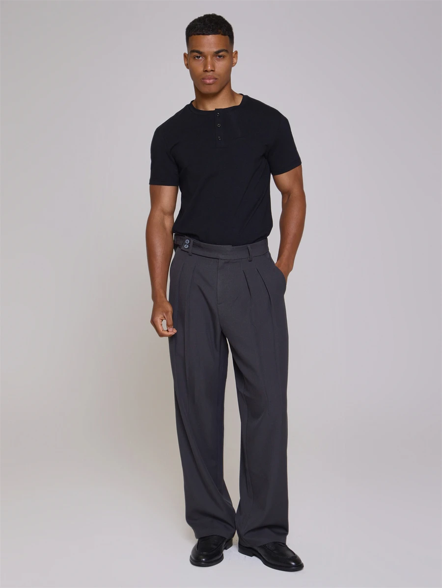 Musero WRAP FRONT BARREL LEG TAILORED TROUSER - Brown - View 1