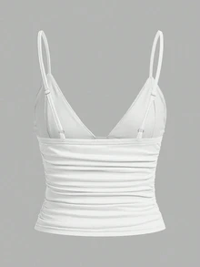 SHEIN EZwear 3件組女款休閒抓皺修身細肩帶背心，內建胸墊，適合夏季 - 彩色 - 查看 11