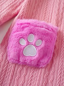 SHEIN | PAW Patrol Young Girl Cute Pattern Pink Long Sleeve Dress - Pink - View 5