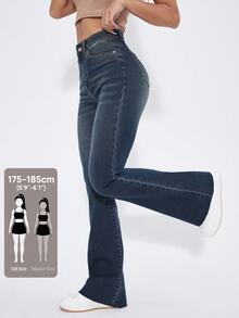 Flexra Tall Tall Fashion Casual Washed Stretch Slim Fit Flare Jeans - Dark Wash - View 1